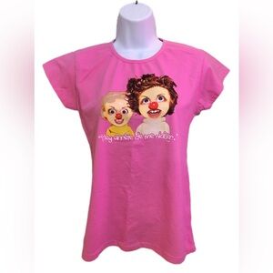 Pink Short Sleeve Tee “Tete a Claques” tv show Graphic Design